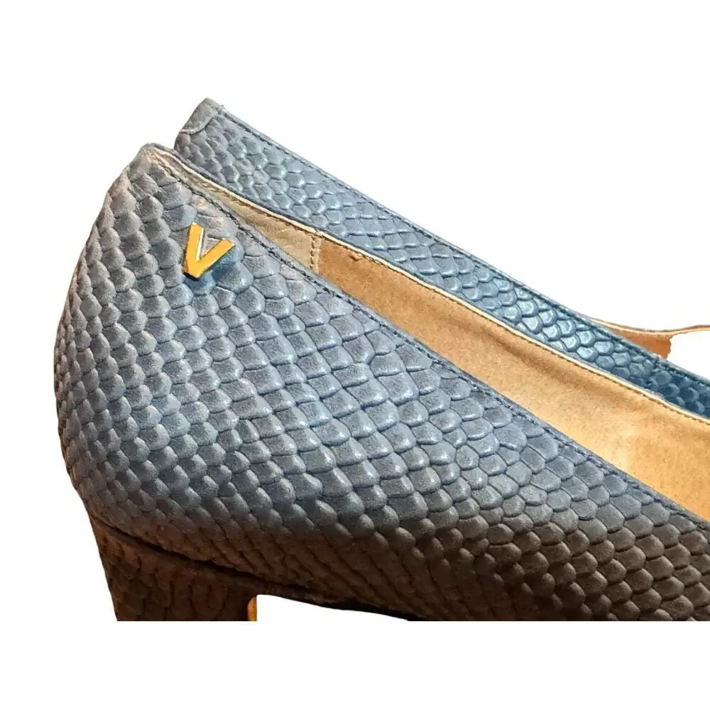 Vionic 8 blue croc embossed comfort pump 2in heel classic updated unique - Picture 2 of 9
